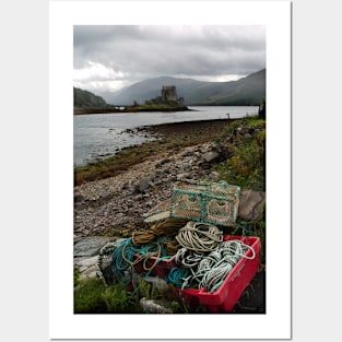 Fishing boxes near Eilean Donan, Highlands of Scotland Posters and Art